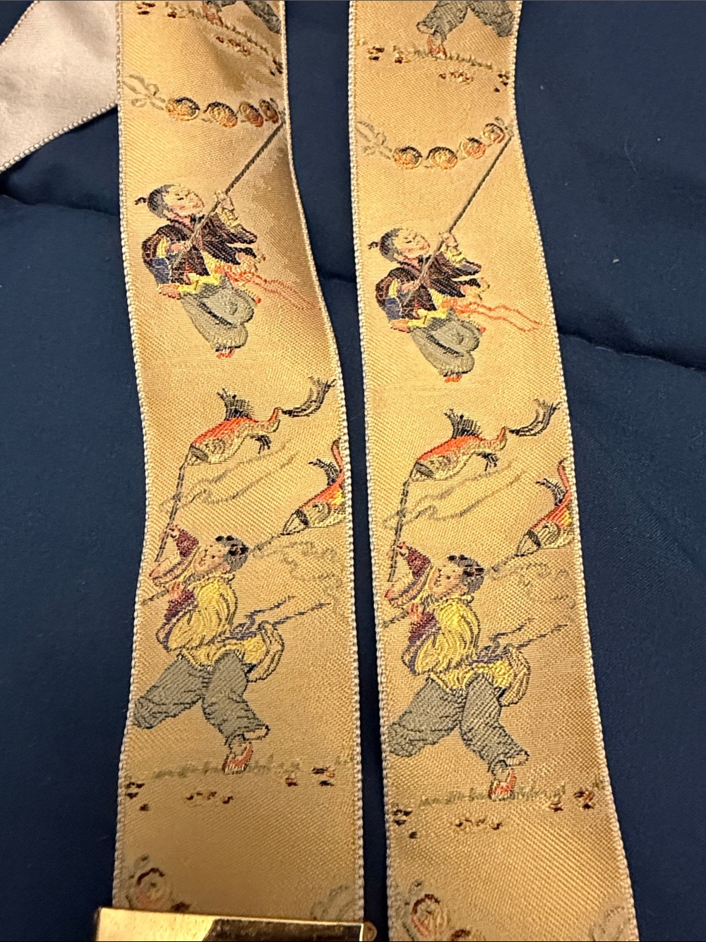 Trafalgar Gold Embroidered Asian Motif Suspenders